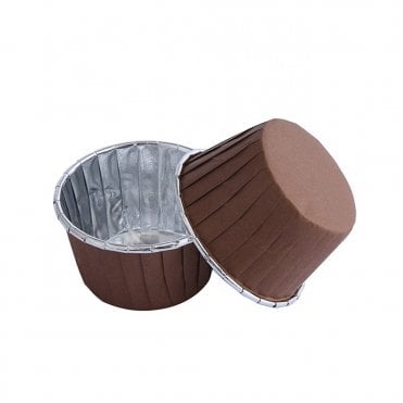 Coffee Brown with Silver Rim Metallic Baking Cups - Pack of 50
