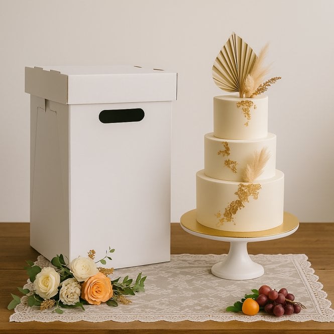 Cake Craft Company Extra Secure™ Super Tall Heavy-Duty White Cake Box with Handle - (12