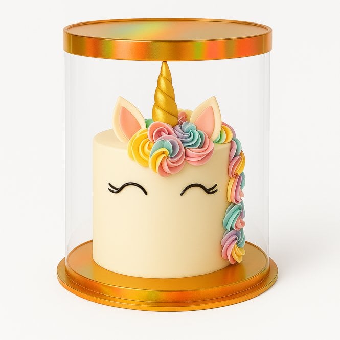 Cake Craft Company Gold Holographic Prism - Deluxe PVC Transparent Crystal Cake Box