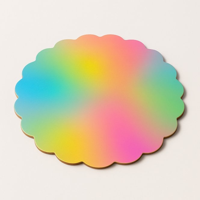 Cake Craft Company Gold Holographic Prism - Scalloped Compressed Cake Boards - 3mm