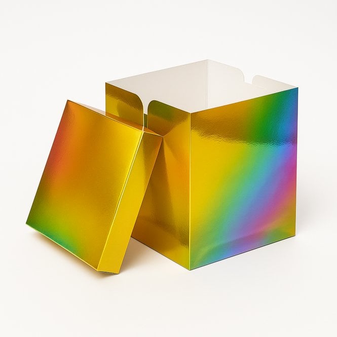 Cake Craft Company Gold Holographic Prism Unicorn Premium Super Tall Iridescent Cake Box