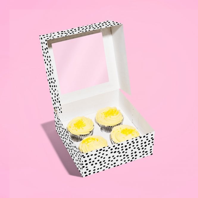 Cake Craft Company Holds 4 - Dalmatian Print Cupcake box with Window