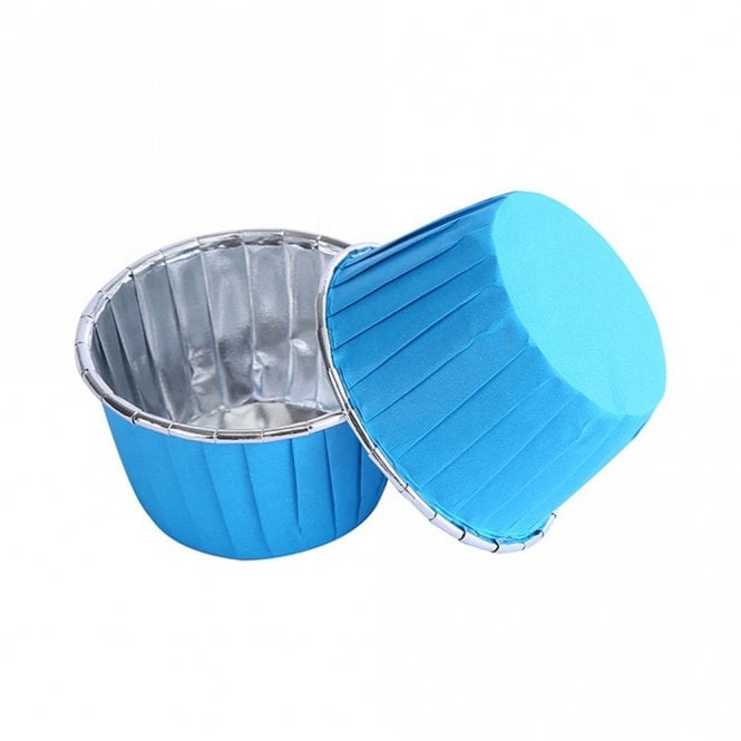 Cake Craft Company Light Blue with Silver Rim Metallic Baking Cups - Pack of 50