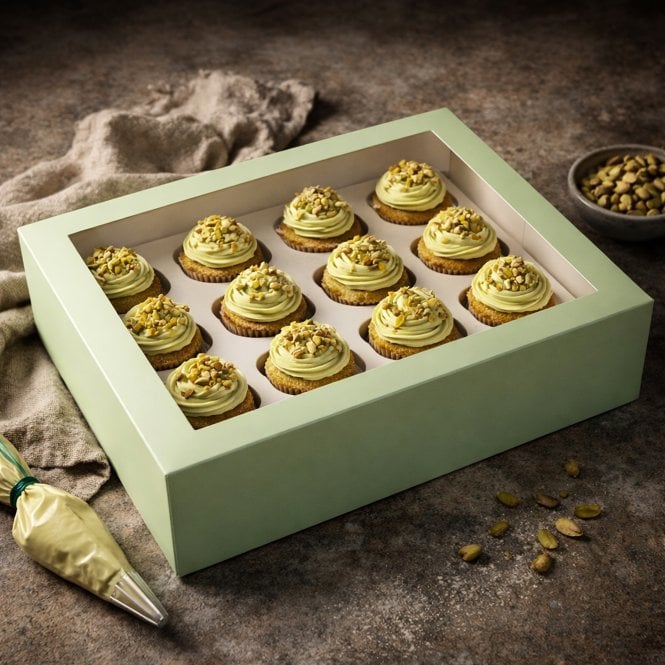 Cake Craft Company Mint Premium Cupcake Box with Window & Insert - Holds 12 Cupcakes
