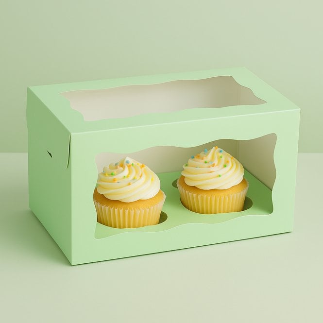 Cake Craft Company Pastel Green Cupcake Box with Insert - Holds 2