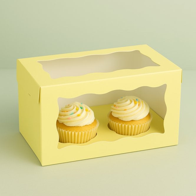 Cake Craft Company Pastel Lemon Yellow Cupcake Box with Insert - Holds 2