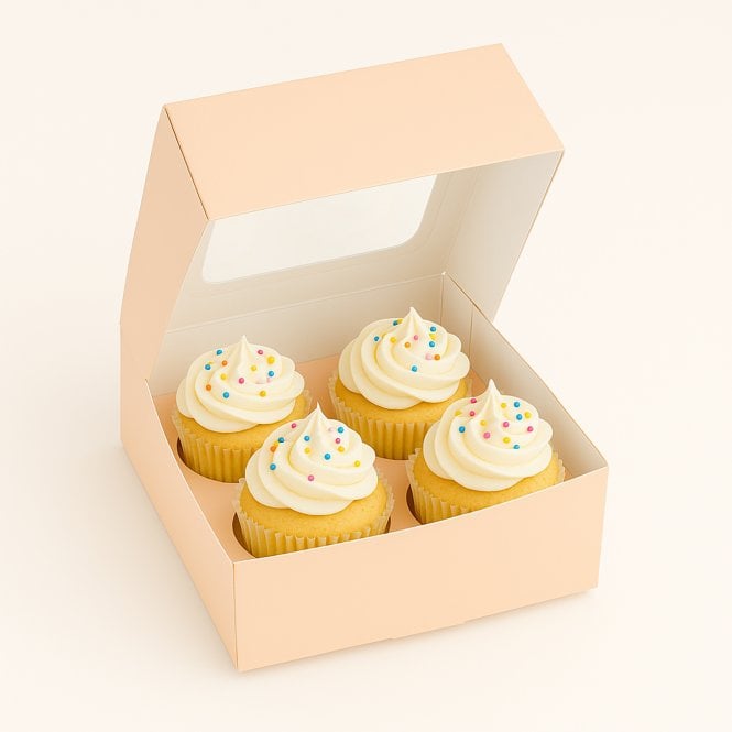 Cake Craft Company Pastel Peach Cupcake Box with Insert - Holds 4
