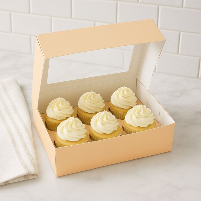 Cake Craft Company Pastel Peach Cupcake Box with Insert - Holds 6