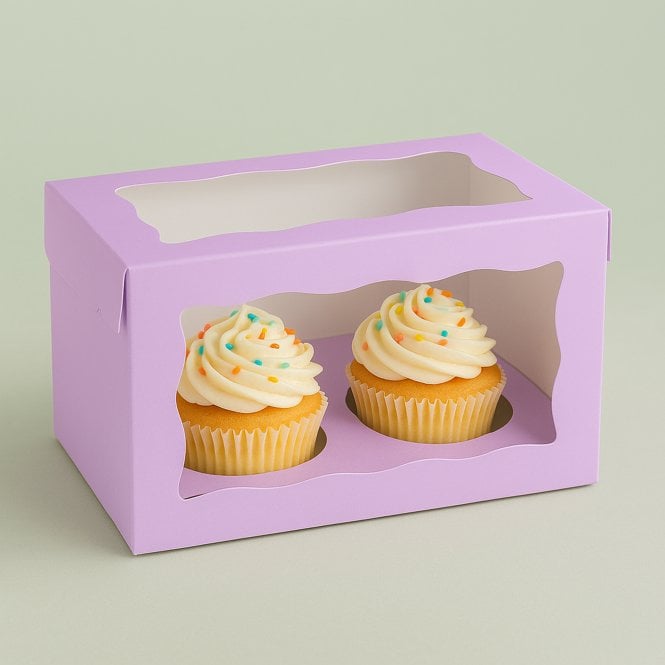 Cake Craft Company Pastel Purple Cupcake Box with Insert – Holds 2