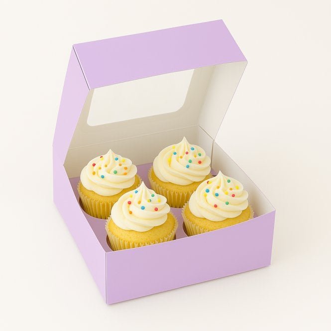 Cake Craft Company Pastel Purple Cupcake Box with Insert – Holds 4