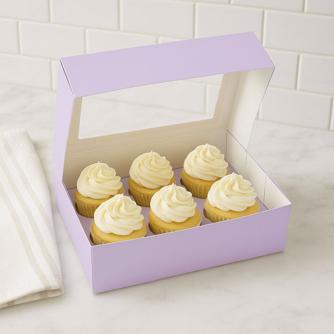 Cake Craft Company Pastel Purple Cupcake Box with Insert – Holds 6