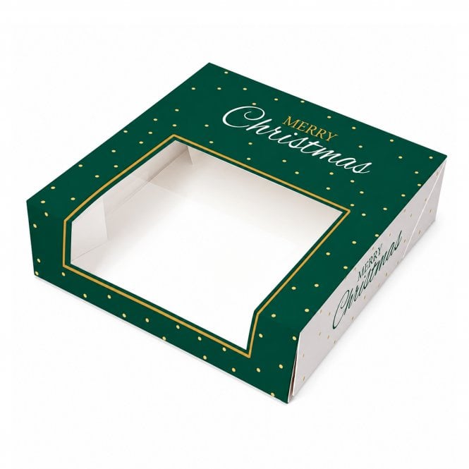 Cake Craft Company Premium Christmas 4 Deep Mince Pie Window Box with Base Card - Pack of 25