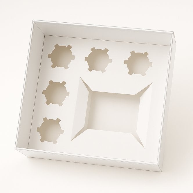 Cake Craft Company Signature White Bento Cake Box with Insert and Clear Lid - Holds 1 Cake & 5 Cupcakes