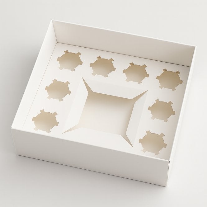 Cake Craft Company Signature White Bento Cake Box with Insert and Clear Lid - Holds 1 Cake & 8 Cupcakes