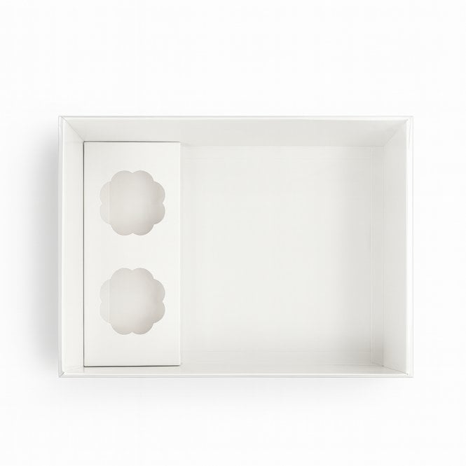 Cake Craft Company Signature White Cookie Box with Flower Shaped Insert and Clear Lid - 2 Cavities