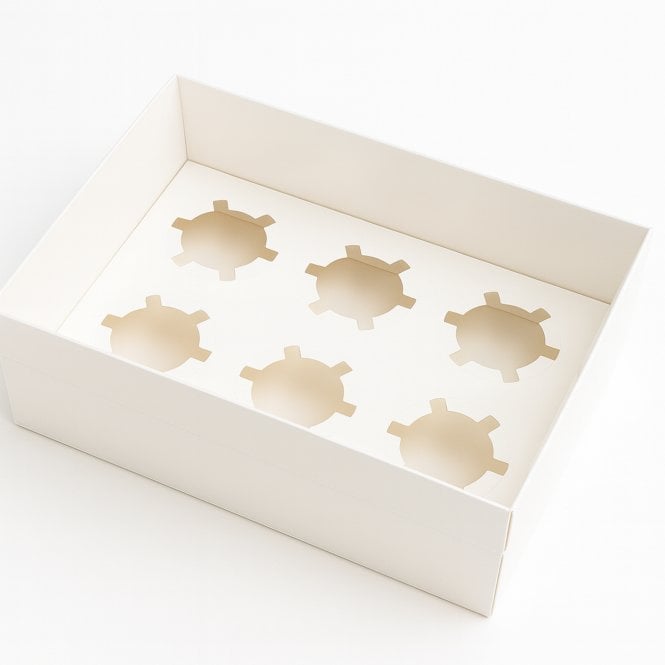 Cake Craft Company Signature White Cupcake Box with Insert and Clear Lid - Holds 6 Cupcakes