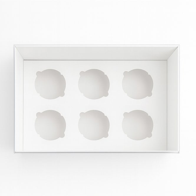Cake Craft Company Signature White Cupcake Box with Round Insert and Clear Lid - Holds 6 Cupcakes