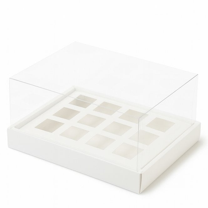 Cake Craft Company Signature White Dessert Shooter Box with Transparent Display Lid - 12 Cavities