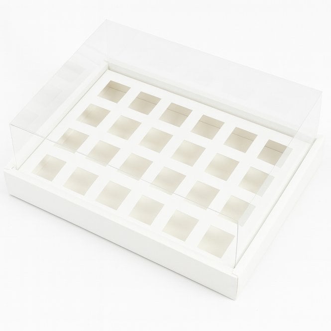 Cake Craft Company Signature White Dessert Shooter Box with Transparent Display Lid - 24 Cavities