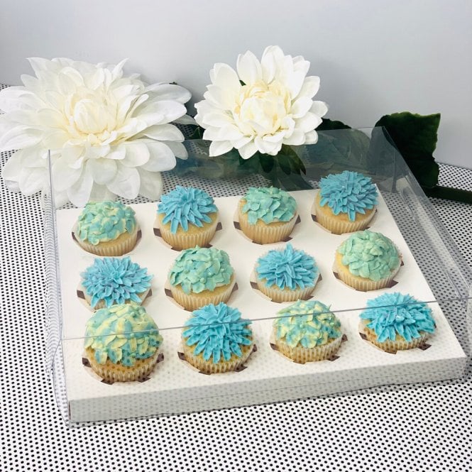 Cake Craft Company White Deluxe Crystal Transparent Cupcake Boxes - Holds 12