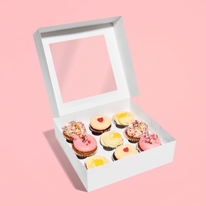 Cake Craft Company White Plain Cupcake/Muffin Box with Window - HOLDS 9