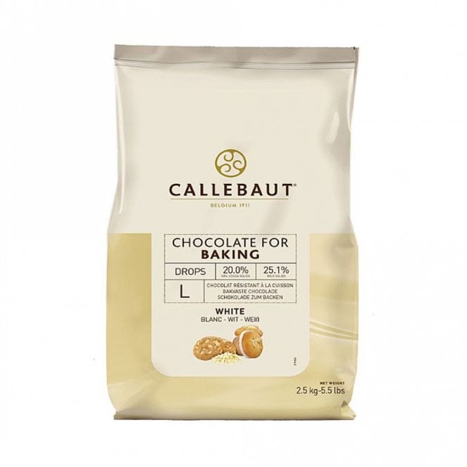 Callebaut Belgium Cocoa Chocolate Baking Drops - White Chocolate - L- 2.5kg