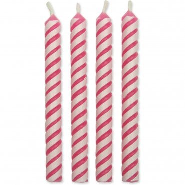 Candles - Pink Small Striped - Pack of 24 