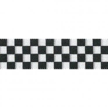 Checkered Flag White / Black Ribbon - Colour No 1 - 25mm x 20M