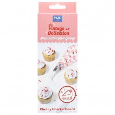 Cherry Checkerboard - Disposable Icing Piping Bags - Pack of 12