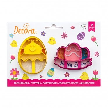 Chick And Egg With Festoon Plastic Cookie Cutters Set Of 2