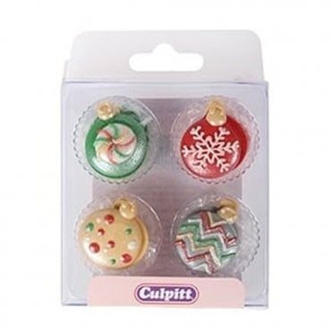 Christmas Baubles Sugar Decorations - Pack Of 12