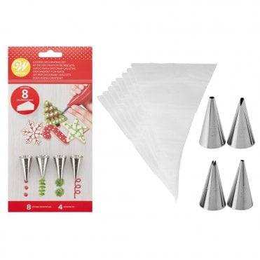 Christmas Cookie Decorating Set - 4 Nozzles & 8 Piping Bags