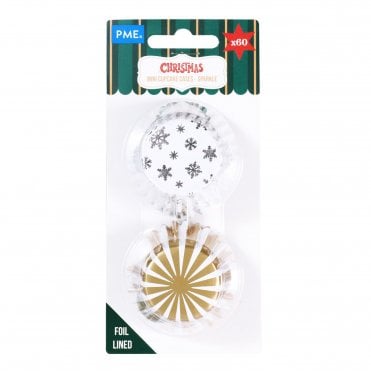 Christmas Foil-lined Mini Cupcake Cases - Sparkle (Pack of 60)