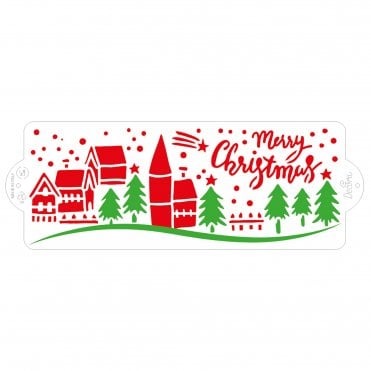 Christmas Landscape Stencil 10x28cm