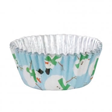Christmas Snowman Foil Lined Baking Cup Cake Cases - Pack Of 30
