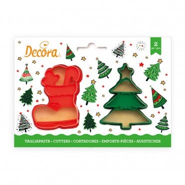 Christmas Tree And Boot Cookie Cutter Set Of 2