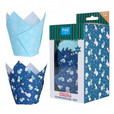 Christmas Tulip Muffin Cases - Frosty (Pack of 24)
