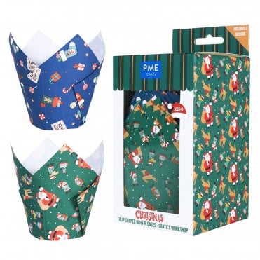 Christmas Tulip Muffin Cases - Santa's Workshop (Pack of 24)