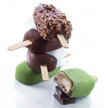 Classic Easy Ice Cream High Quality Silicone Mould - 2 Cavity - Pack Of 2 Sets  With 50 Wooden Sticks