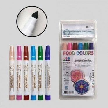 Classic Set 2 - Edible Food Colouring Marker Pen Felt Tip Set of 6