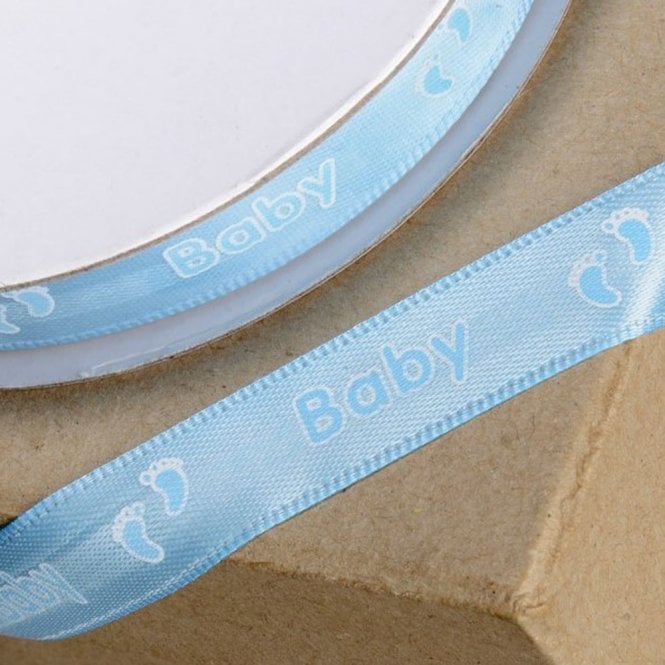 Club Green Baby And Footprint Ribbon - Blue - 12mm x 25M