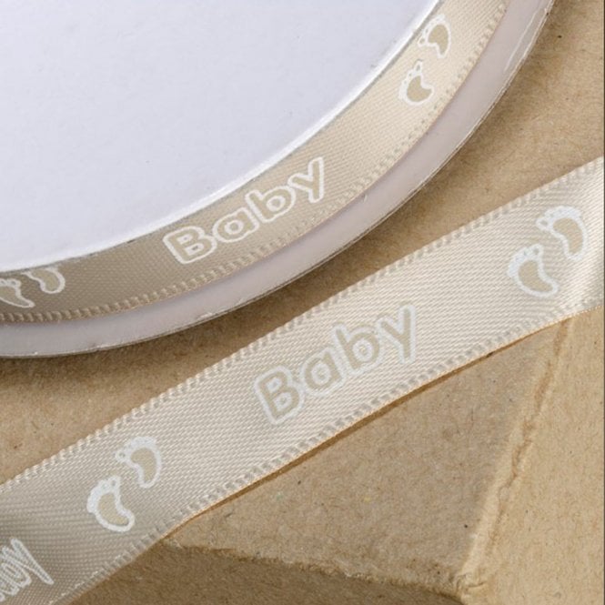 Club Green Baby And Footprint Ribbon - Coffee - 12mm x 25M