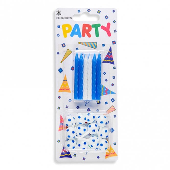 Club Green Birthday Party Football Candles - Blue / White