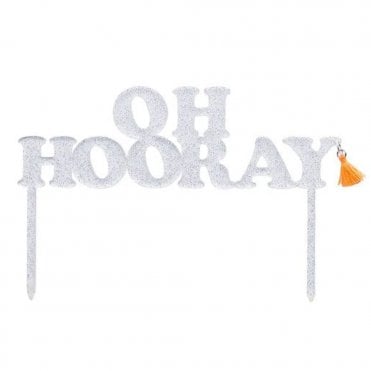 Clear Glitter Acrylic Oh Hooray Cake Topper