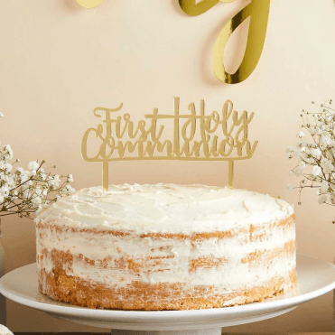 First Holy Communion, Gold Mirror Acrylic Cake Topper