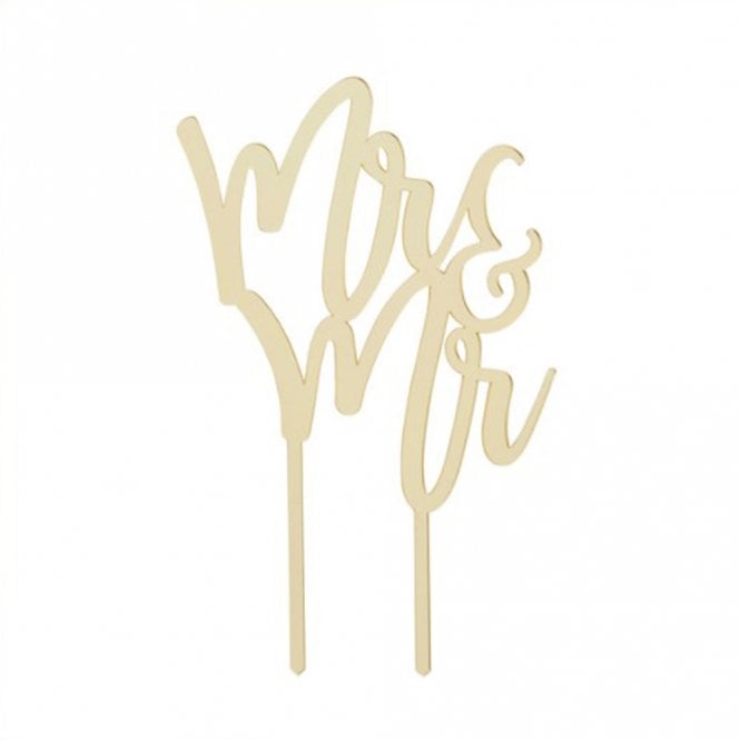 Club Green Gold Acrylic Cake Topper - MR & MR