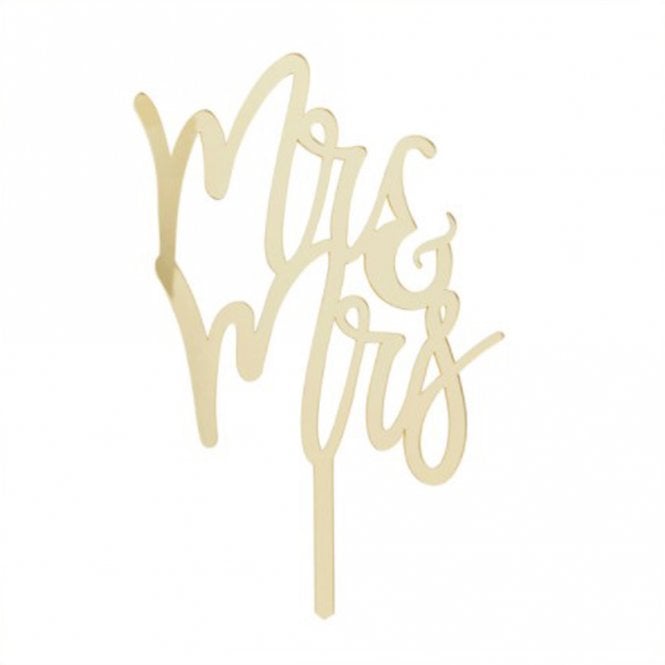 Club Green Gold Mirror Acrylic Cake Topper - MR & MRS