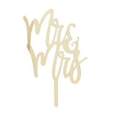 Gold Mirror Acrylic Cake Topper - MR & MRS