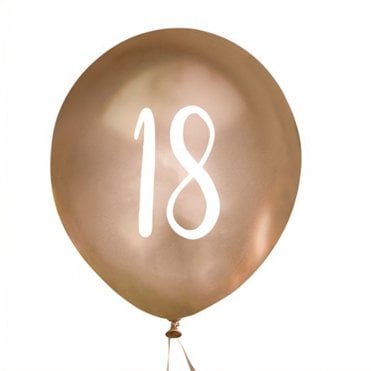 Gold - Number 18 Balloons - Pack Of 5