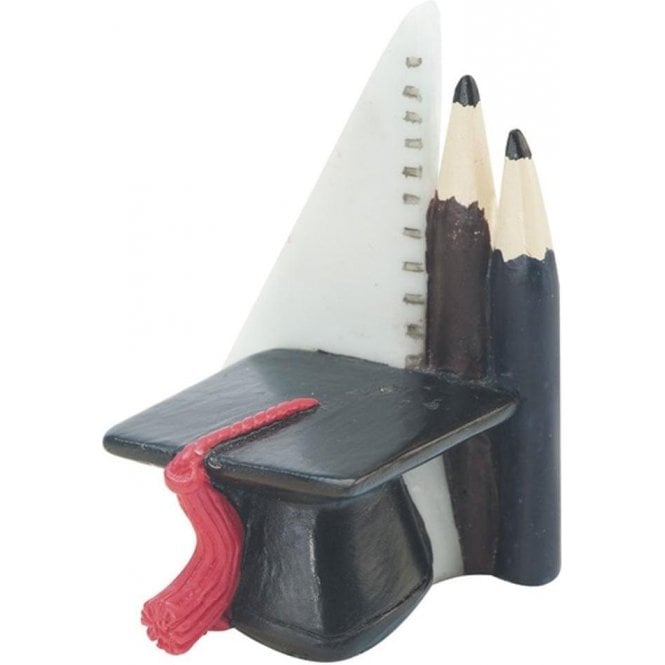 Club Green Graduation Resin Hat/Pencil Cake Figurine/Topper